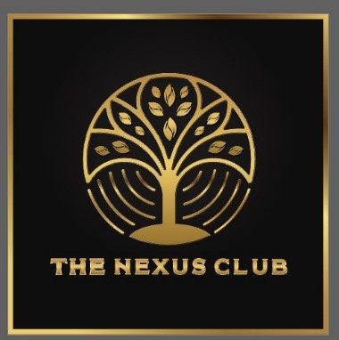 Minimalist crest logo with initials CAB (Club d'Affaires Belgique) gold on dark blue